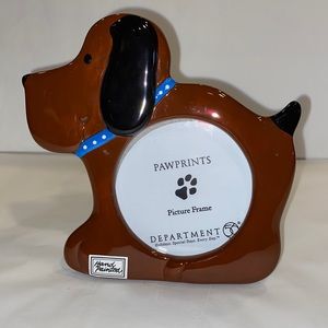 Department 56 dog frame hand-painted brown dog black ears blue-collar so cute